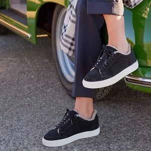Birdies Cardinal Black Suede Fur Lined Sneakers